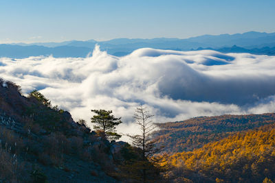 Scenic view of mountains against sky