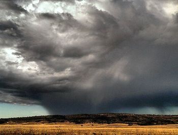 Scenic view of landscape against cloudy sky