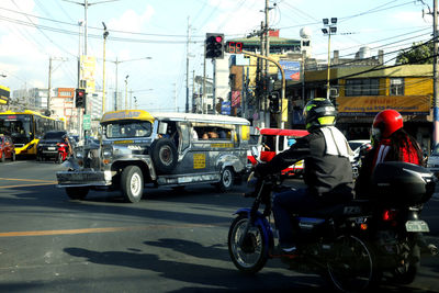 Vehicles on road in city