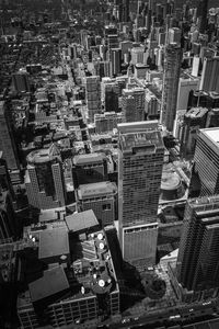 High angle view of buildings in city