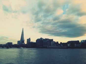 View of buildings against cloudy sky