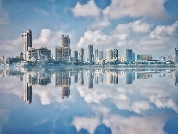 Reflection of buildings in water