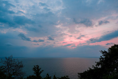 Scenic view of sea against sky during sunset