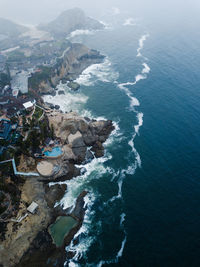 High angle view of rocky beach