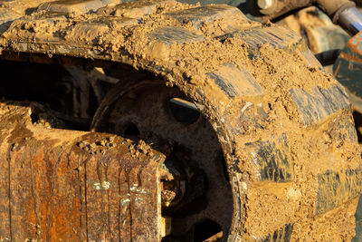 Close-up of old abandoned car