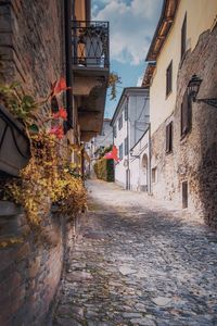 Narrow alley amidst buildings in town