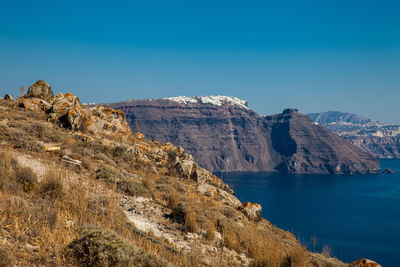 Landscapes seen from the walking path number nine between the cities of fira and oia in santorini