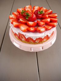 High angle view of cake on table