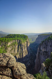 Scenic view of mountain against clear sky