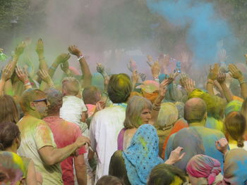 Panoramic view of crowd in traditional clothing