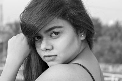 Close-up portrait of a beautiful young woman