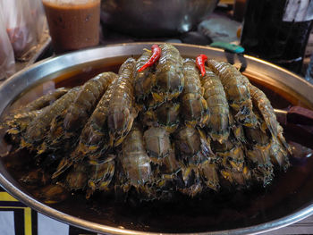 High angle view of food on table