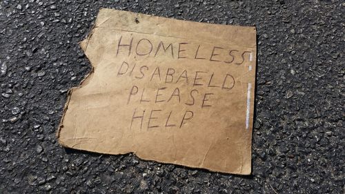 Close-up of text on wall