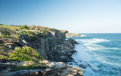 Scenic view of sea against clear sky