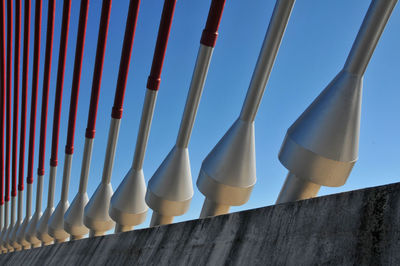 Low angle view of metallic structure against sky