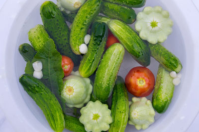 High angle view of food in plate on table