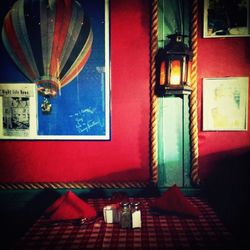 Illuminated light painting on wall