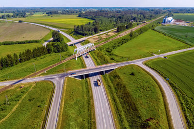 High angle view of agricultural field