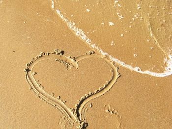 Full frame shot of heart shape on sand