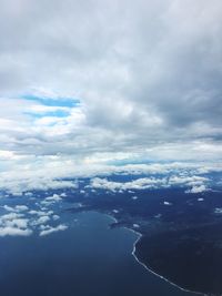 Aerial view of clouds over calm sea