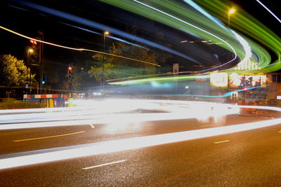 Traffic on road at night