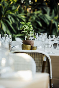 Close-up of place setting on table