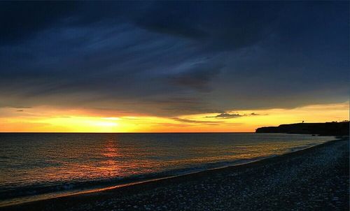 Scenic view of sea at sunset