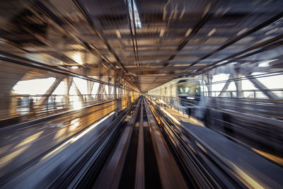 Blurred motion of railroad tracks