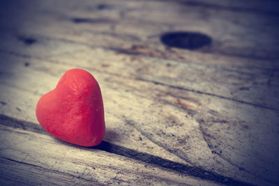 Close-up of heart shape on table