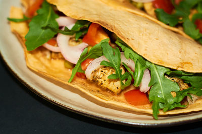 Close-up of meal served in plate