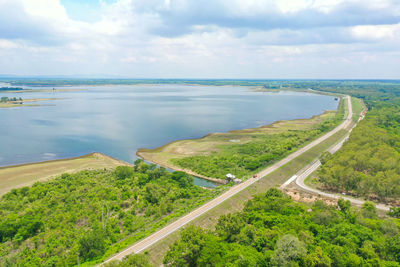 High angle view of sea against sky