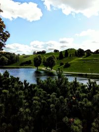 Scenic view of lake against sky