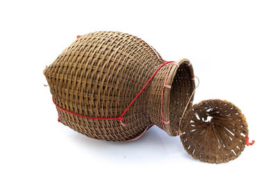 Close-up of hat against white background