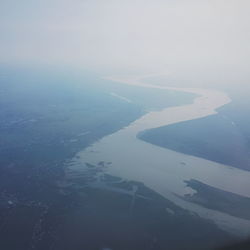 Aerial view of sea against sky