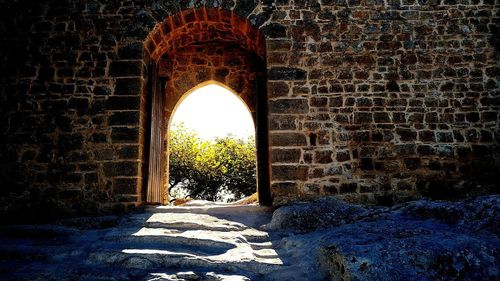 Archway on wall of old building