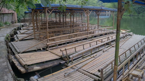 Wooden built structure in water