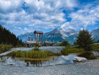 Scenic view of lake against sky