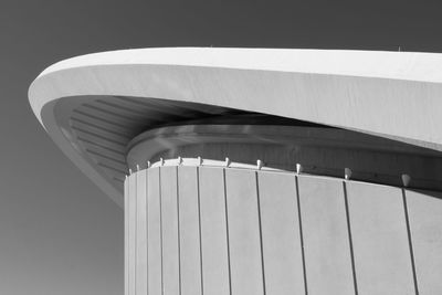 Low angle view of modern building against clear sky