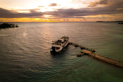 A ferry docking at pulau banyak indonesia