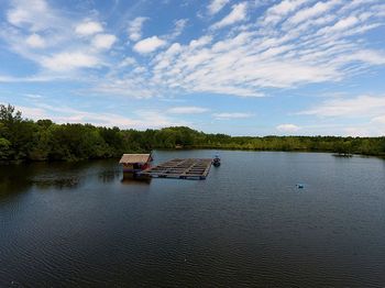 Scenic view of lake against sky