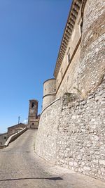 Low angle view of fort against clear sky