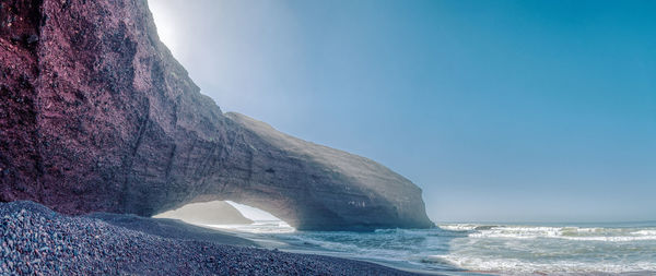 Scenic view of sea against blue sky