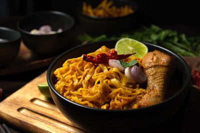 Close-up of food in bowl on table