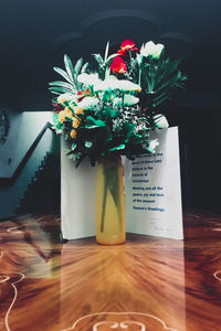 Close-up of flower vase on table