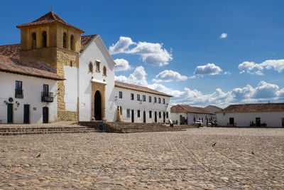 Main square of villa de leyva city located on the boyaca department in colombia