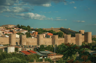 High angle view of townscape against sky