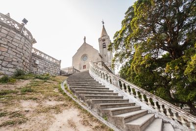 High angle view of steps