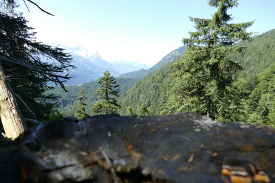 Scenic view of mountains against clear sky