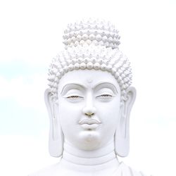 Close-up of buddha statue against white background