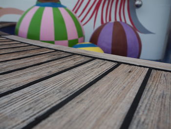 Close-up of wooden table